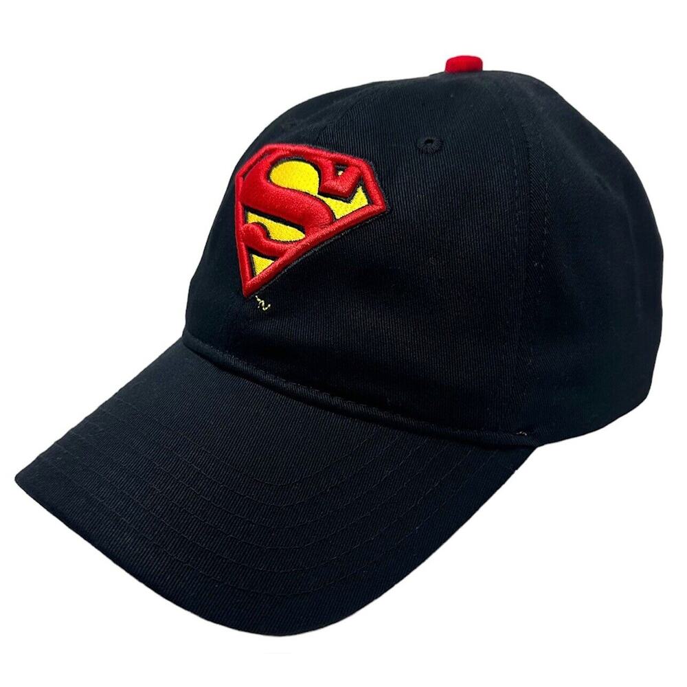 Superman DC Comics Men's 3D Embroidered Logo Dad Fit Snapback Hat Cap in Black